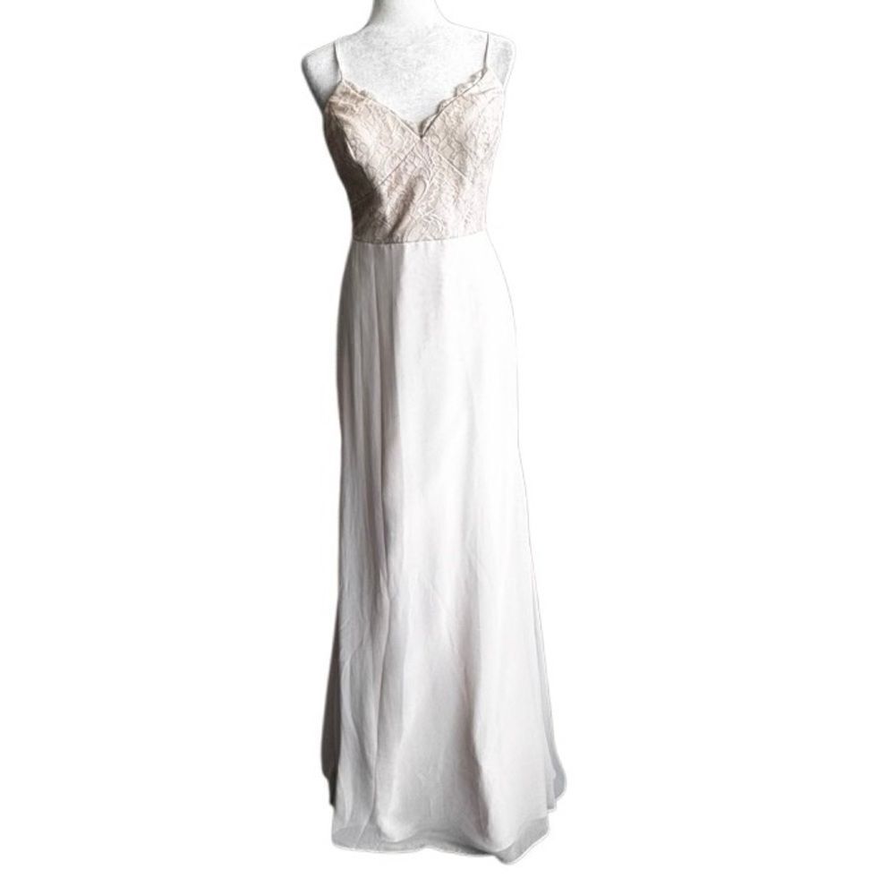 Hayley Paige Cream Formal Dress Chiffon Lace SZ 10 NWT - Picture 15 of 15